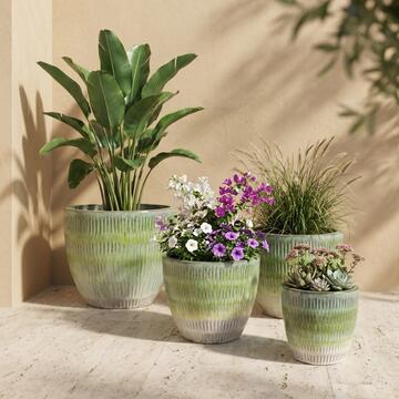Set 4 Vasi in Ceramica Smaltata Verde di Diverse Dimensioni... - Marino Fa Mercato