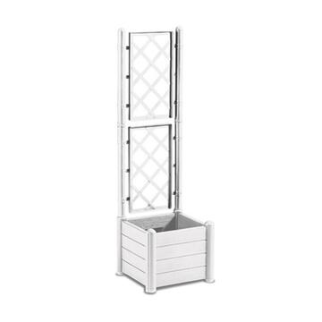 Fioriera Quadra Bianca Italia con Spalliera 43x43 h142 cm, Fioriera Effetto Legno per Rampicanti Marino Fa Mercato