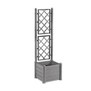 Fioriera Quadra Grigia Italia con Spalliera 43x43 h142 cm, Fioriera Effetto Legno per Rampicanti Marino Fa Mercato