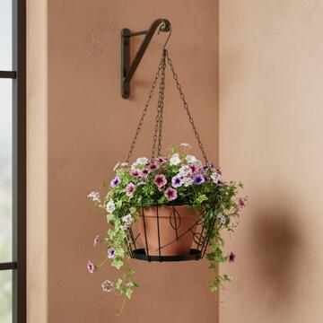 Portavaso Mety Sospeso d 27 cm in Ferro Verniciato Nero - per Ingresso, Veranda, Terrazza, Balcone