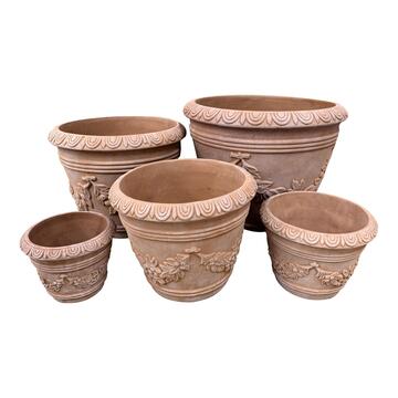 Set 5 Vasi Decorativi in Terracotta per Arredo Giardino,... - Marino Fa Mercato