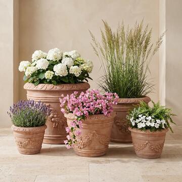 Set 5 Vasi Decorativi in Terracotta per Arredo Giardino,... - Marino Fa Mercato