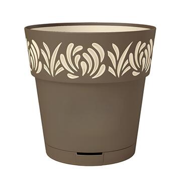 Vaso Opera Gaia d 30 cm Tortora/Vaniglia - in Polipropilene con Riserva d'Acqua - per Balcone, Terrazza, Giardino, Veranda