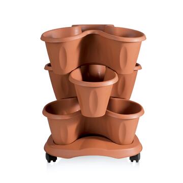 Vaso Trifoglio Set Colore Terraccotta 18lt con Sottovaso dotato di ruote - Bama Marino fa Mercato