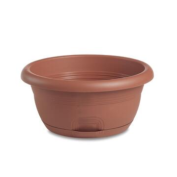 Ciotola Capri Terra di Siena d 20 cm - in Polipropilene - con Riserva d'Acqua - per Giardino, Terrazza, Balcone, Veranda