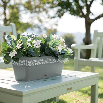 Balconetta Opera Cloe in Polipropilene Grigio/Bianco - 30x13 h12 cm - per Giardino, Terrazza, Veranda, Balcone