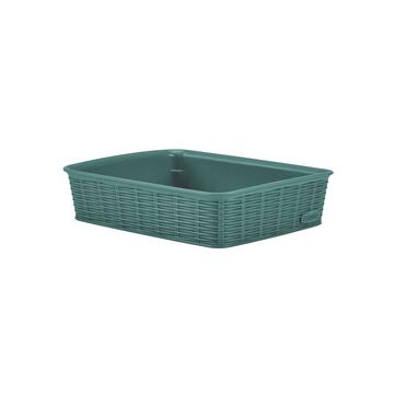 Cestino Multiuso Elegance M 25x19,5 h6 cm  in Plastica Verde Effetto Midollino