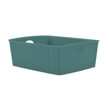 Cestino Multiuso Elegance L High 36x29 h13 cm in Plastica Verde Effetto Midollino