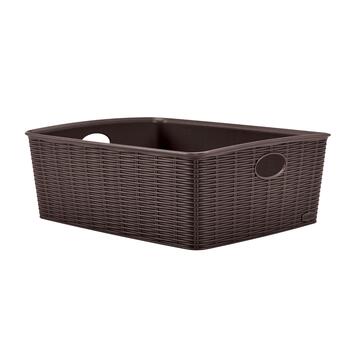 Cestino Multiuso Elegance L High 36x29 h13 cm in Plastica Moka Effetto Midollino