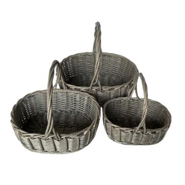 Set 3 Cesti Will Ovali Portaoggetti in Legno di Salice, Contenitori Decorativi S, M, L