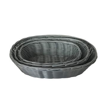 Set 3 Cesti Saty Ovali - 30x20 h8 cm + 26x26 h7 cm + 22x12 h6 cm - Miele, Marrone, Grigio, Nero (Scegli il colore dopo l'ordine)