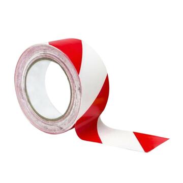 Nastro segnaletico di sicurezza pvc bianco e rosso...