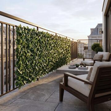 Recinzione con Foglie Verdi Artificiali 300x100 cm in PE e Poliestere per Giardino e Balcone