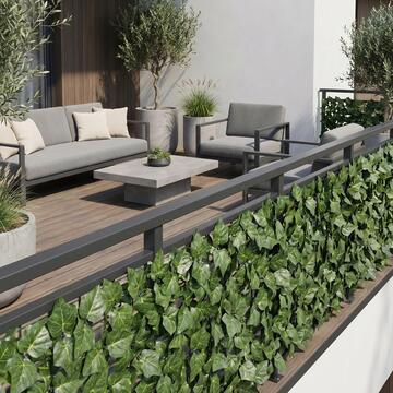 Recinzione con Foglie Edera Artificiali 300x100 cm in PE e Poliestere per Giardino e Balcone