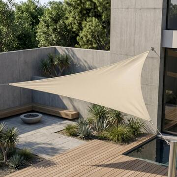 Tenda a Vela Triangolare Beige 3x3x3 mt in HDPE Ombreggiante con Occhielli e Corde
