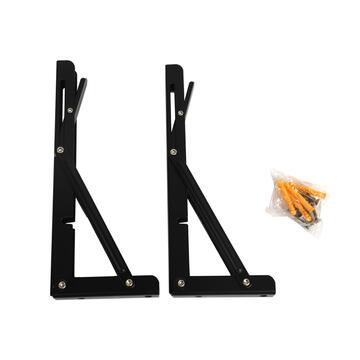 Set 2 Reggimensola Pieghevoli 25 cm Neri, Supporto a Parete per Mensole