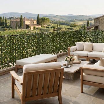 Traliccio 100x190 cm con Foglie di Edera Artificiali, Siepe Decorativa per Balcone, Terrazzo e Giardino