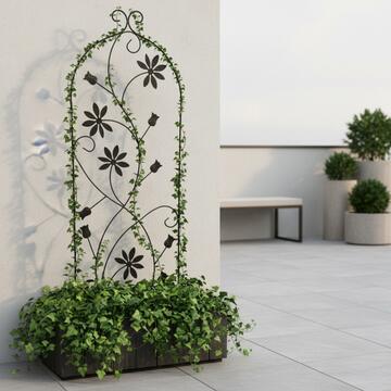 Traliccio Flowers 38x118 cm in Ferro Verniciato Nero... - Marino Fa Mercato