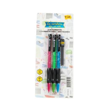 Confezione 3 automatite portamine con mine 0,7