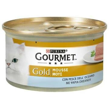 Gourmet Gold 85 gr mousse con Pesce Oceano, cibo per gatti