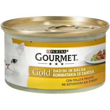 Gourmet Gold 85 gr dadini in salsa con Fegato e Pollo cibo per gatti
