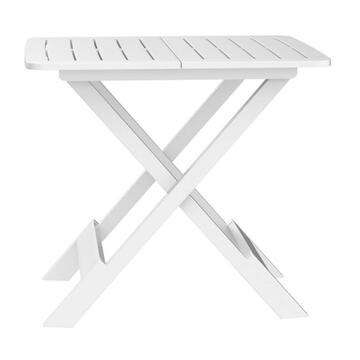 Tavolo da giardino pieghevole Tevere in plastica bianca con effetto finto legno 72x80