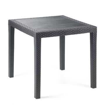 Tavolo da esterno King in plastica antracite nera con effetto rattan 79 X 79