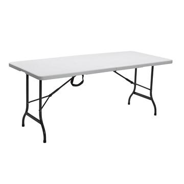 Tavolo catering pieghevole Blow in plastica bianca e struttura in metallo 180x75