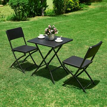 Tavolo da esterno pieghevole Blow in rattan nero e struttura in metallo 62x62