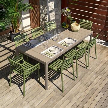 Tavolo Rio da arredo esterno giardino allungabile, tortora effetto legno, 85x140/210 cm, Nardi - Made in Italy