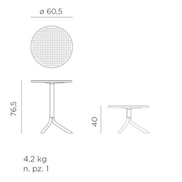 Tavolino da esterno Step con piano tondo antracite, allungabile 40/76,5, Nardi