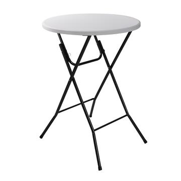 Tavolo da Bar Pieghevole Blow Tondo 80x80 h110 cm - con Struttura in Metallo - Bianco
