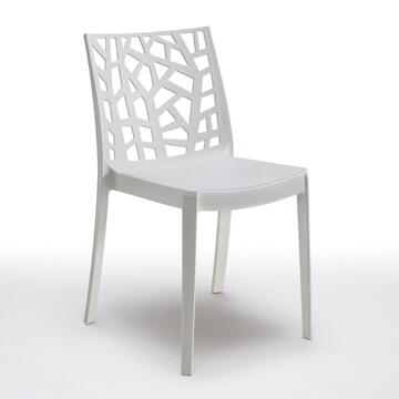 Sedia Matrix in resina bianca impilabile, design moderno