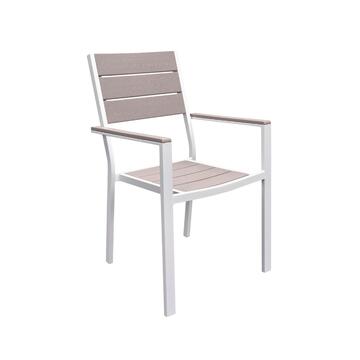 Sedia da esterno Blow Metallo/PE con motivo Legno Bianco/Beige 60x55.5x88.5cm