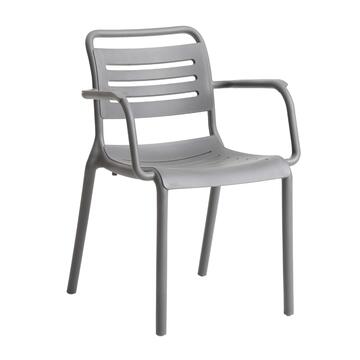 Sedia Theta in Polipropilene Piombo 57x52 h78 cm - per Interno ed Esterno - Effetto Intrecciato - Impilabile - per Giardini, Terrazze, Balconi, Bar, Ristoranti