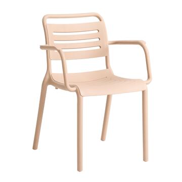 Sedia Theta in Polipropilene Tortora 57x52 h78 cm - per Interno ed Esterno - Effetto Intrecciato - Impilabile - per Giardini, Terrazze, Balconi, Bar, Ristoranti