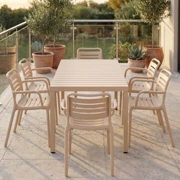 Sedia Theta in Polipropilene Tortora 57x52 h78 cm - per Interno ed Esterno - Effetto Intrecciato - Impilabile - per Giardini, Terrazze, Balconi, Bar, Ristoranti