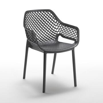 Sedia con Braccioli da Esterno Impilabile Grafite Kyara in Polipropilene e Fibra di Vetro 58x60 h82 cm Marino Fa Mercato