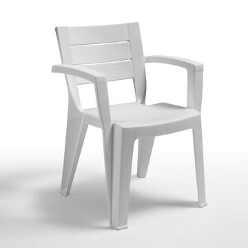 Sedia da Esterno in Plastica Bianca Impilabile con Braccioli Emma 60x58 h79 cm Made in Italy Marino Fa Mercato