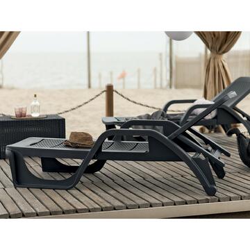 Lettino prendisole per giardino e piscina Pool in resina antracite rattan con schienale regolabile