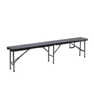 Panca catering Blow pieghevole in rattan nero e metallo 180x25