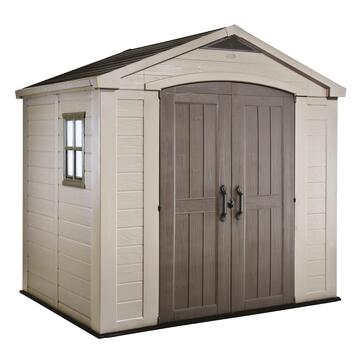 Casetta porta attrezzi Factor 8x6 in resina beige da giardino - Keter