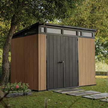 Keter Pent 9x7 Venetian  - Casetta da Giardino - con Porta a Doppia Anta e 3 Finestre - 279x218 h226 cm