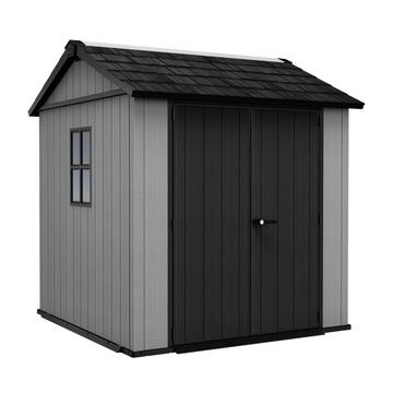 Keter Newton+ 757/775 Grigia - Casetta da Giardino - Struttura Modulare con 2 Finestre - 223,8x230 h246 cm