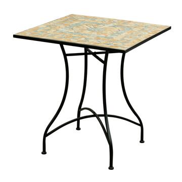 Tavolo quadrato in metallo da giardino Lambro con piastrelle maioliche mosaico Marino fa Mercato