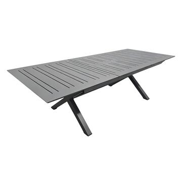 Tavolo Allungabile in Alluminio Grigio Goran - 172/243x100 h75 cm - per Interno ed Esterno - per Giardini, Terrazze, Balconi, Bar, Ristoranti