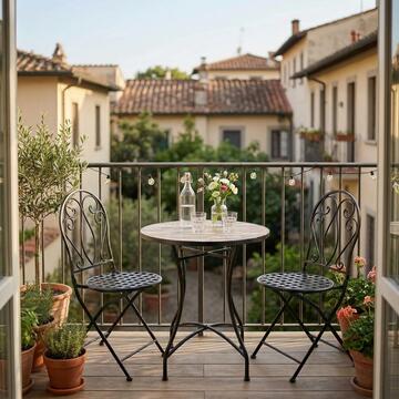 Tavolo Rotondo Listelli da Esterno in Ferro e Piano... - Marino Fa Mercato