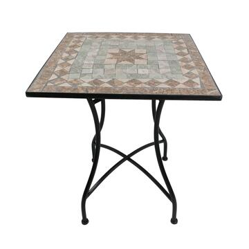 Tavolo Quadrato Mosaico da Esterno in Ferro e Piano...