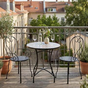 Tavolo Rotondo Maiolica da Esterno in Ferro e Piano... - Marino Fa Mercato