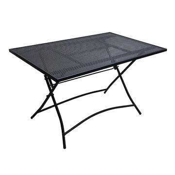 Tavolo da Esterno Egan in Ferro Nero Mesh - 120x80 h72 cm - Pieghevole - per Terrazza, Giardino, Balcone, Patio